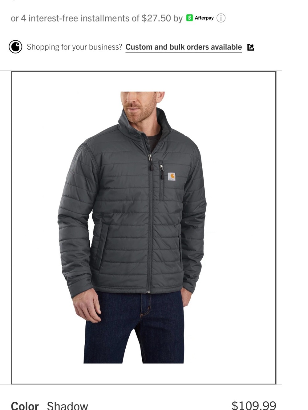 Carhatt puffer  Gilliam Jacket size XL
